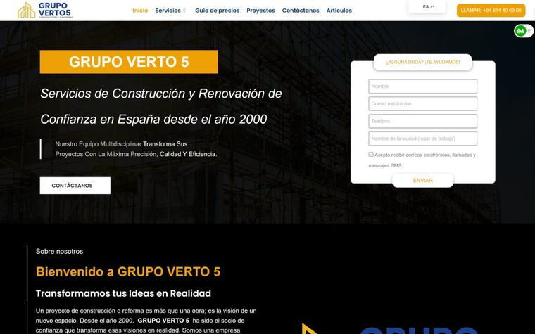 Projekt Verto5, Website erstellt von GlanzenWeb
